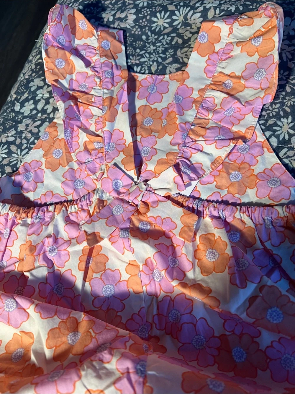 Zara Pink & Orange Floral Ruffle Sundress Top
